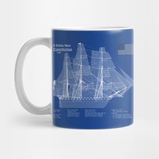 USS Constitution frigate blueprint plan - ABDpng Mug